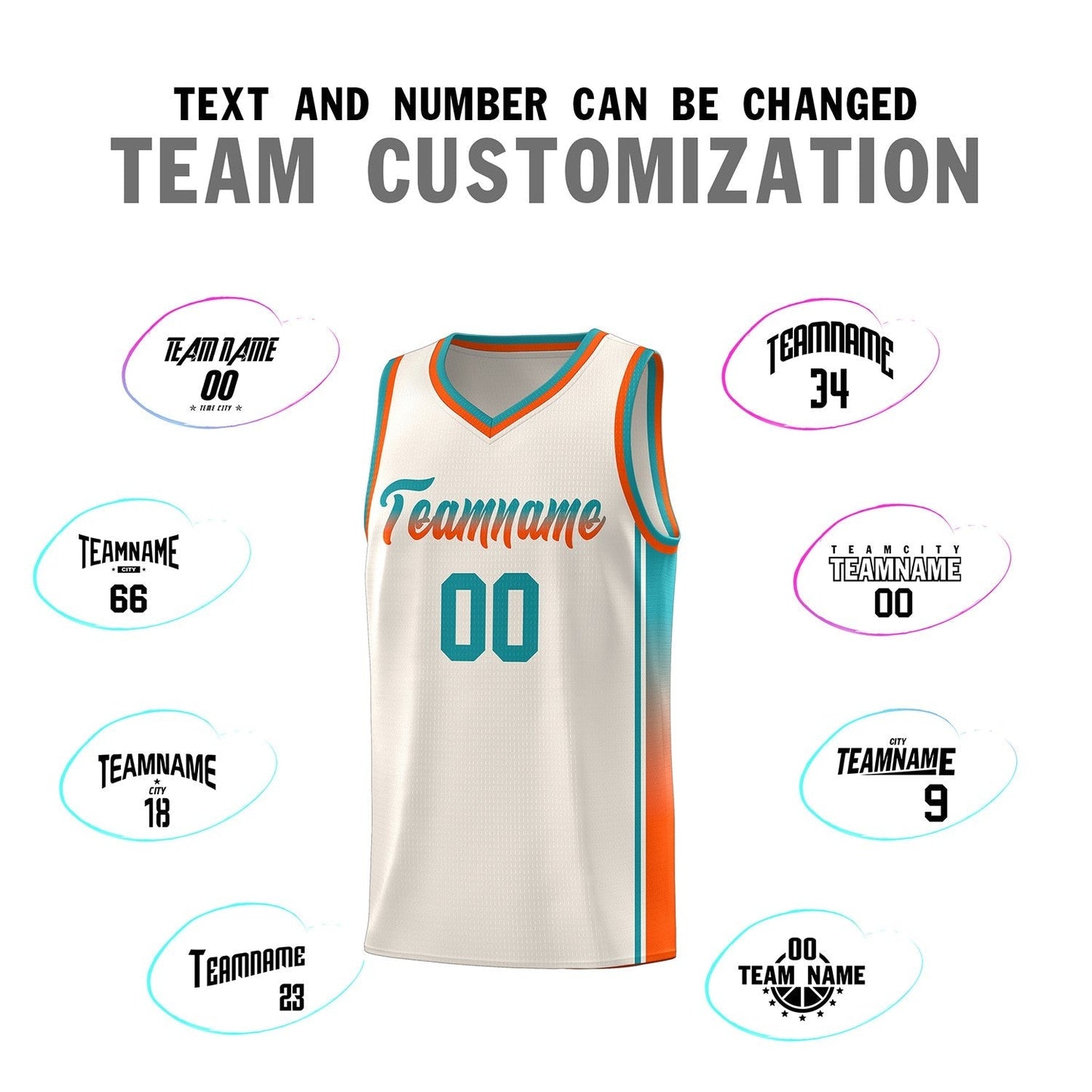 Custom Khaki Aqua-Orange Gradient Fashion Sports Uniform Basketball Jersey