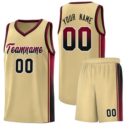 Custom Khaki Crimson-Black Gradient Fashion Sports Uniform Basketball Jersey