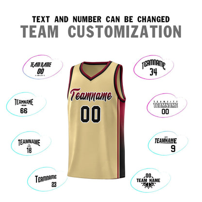 Custom Khaki Crimson-Black Gradient Fashion Sports Uniform Basketball Jersey