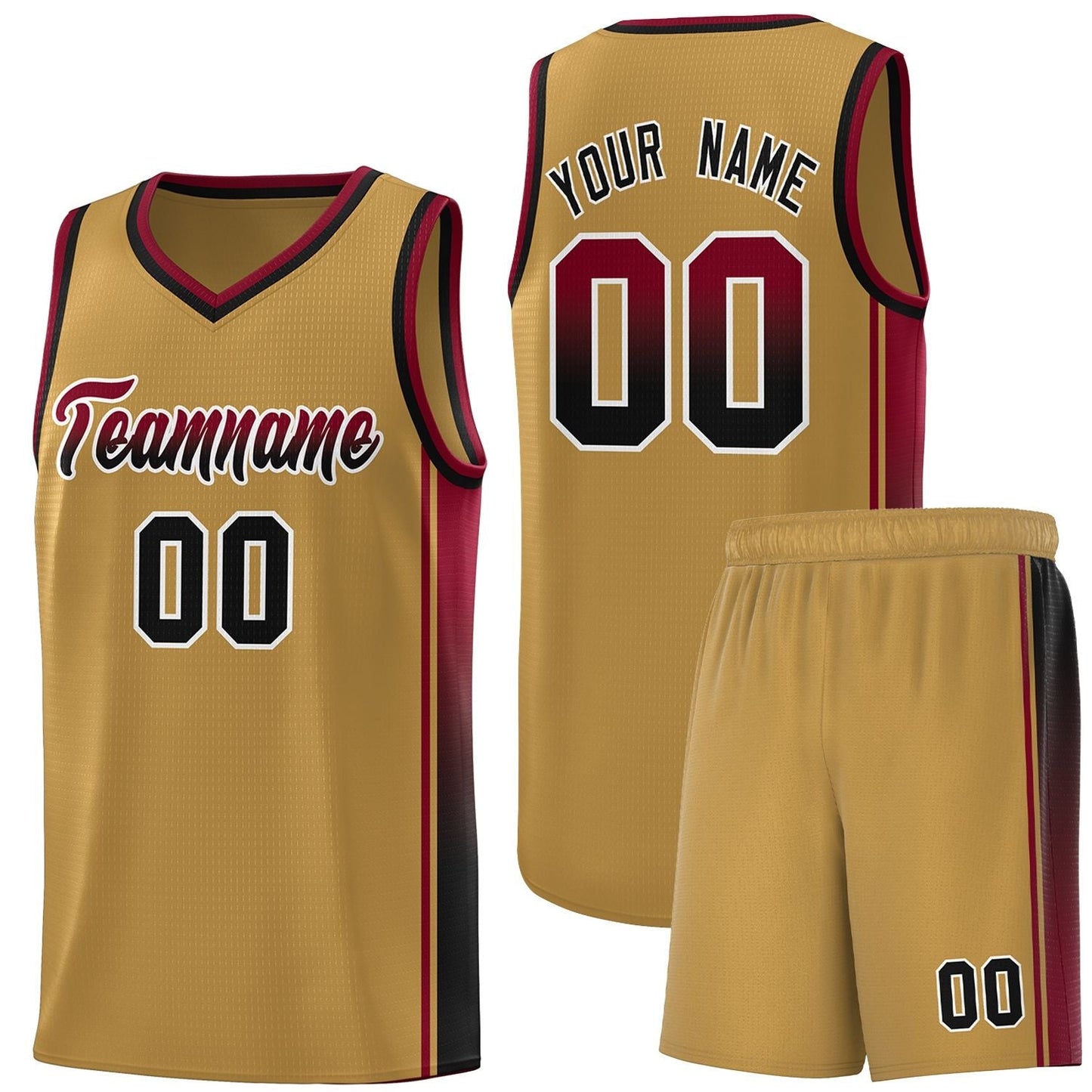 Custom Old Gold Crimson-Black Gradient Fashion Sports Uniform Basketball Jersey