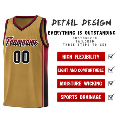 Custom Old Gold Crimson-Black Gradient Fashion Sports Uniform Basketball Jersey