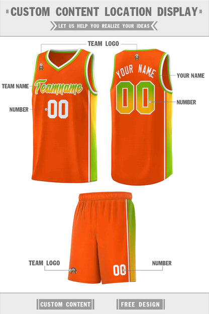 Custom Orange Neon Green-Gold Gradient Fashion Sports Uniform Basketball Jersey