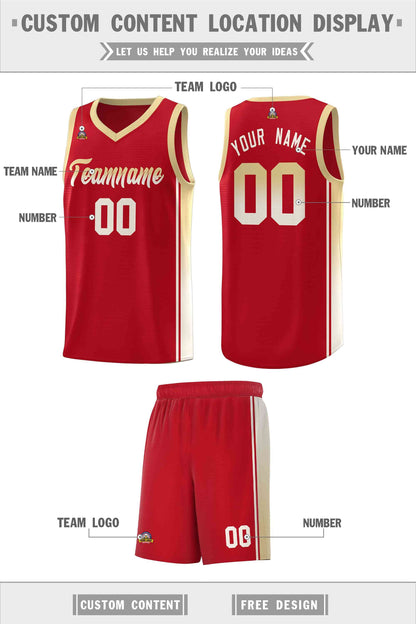 Custom Red Khaki Gradient Fashion Sports Uniform Basketball Jersey