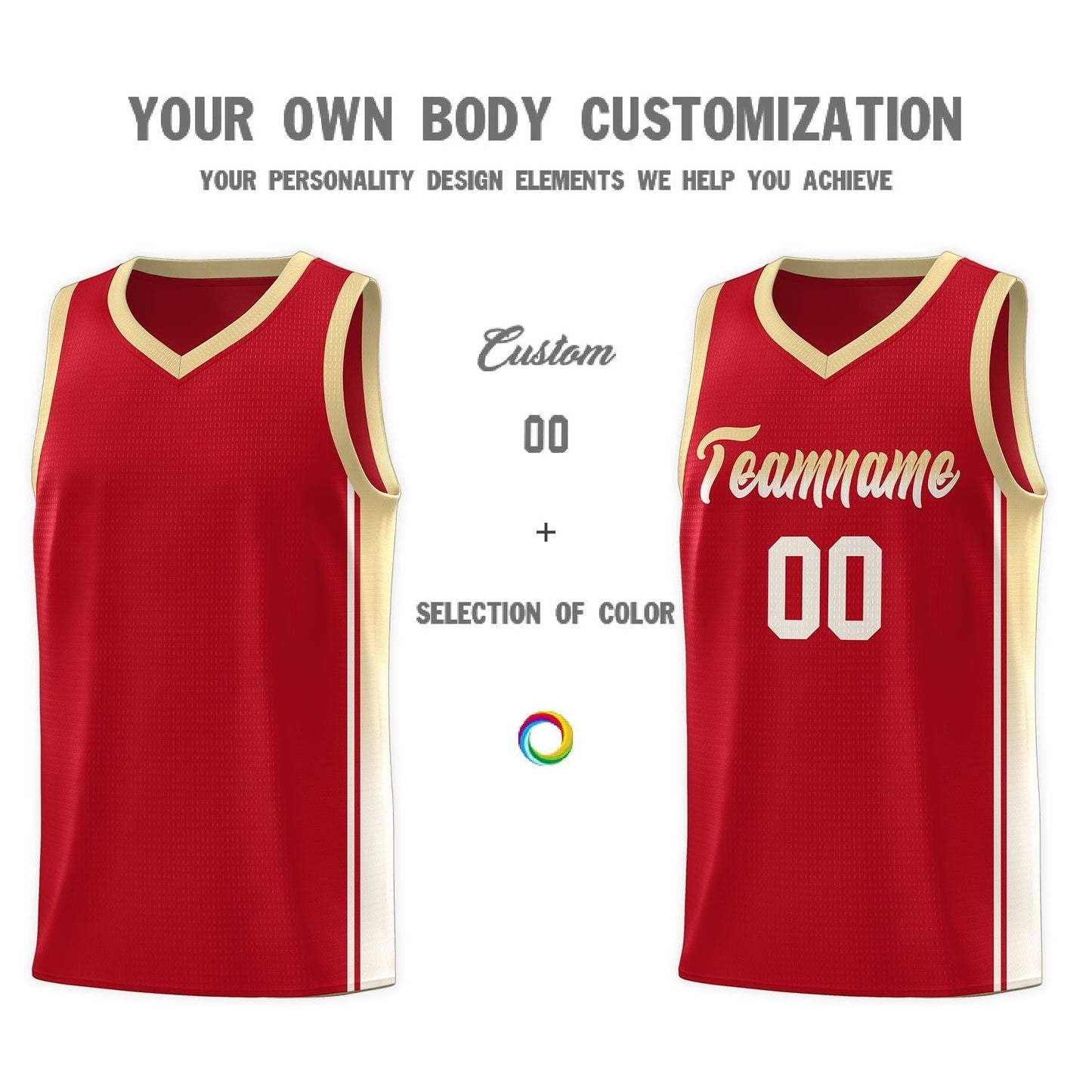 Custom Red Khaki Gradient Fashion Sports Uniform Basketball Jersey