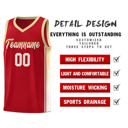 Custom Red Khaki Gradient Fashion Sports Uniform Basketball Jersey