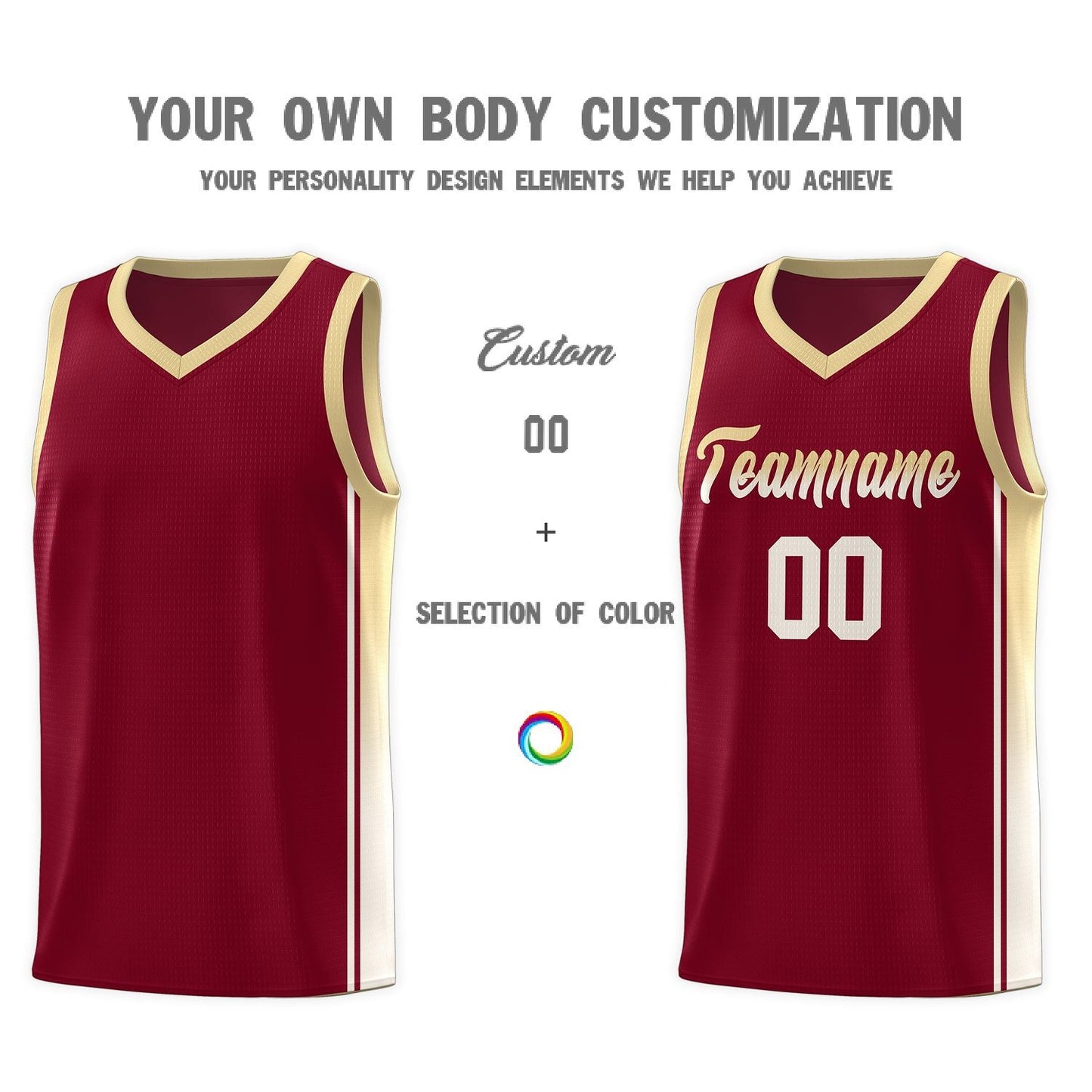 Custom Crimson Khaki Gradient Fashion Sports Uniform Basketball Jersey