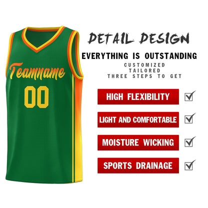 Custom Kelly Green Orange-Gold Gradient Fashion Sports Uniform Basketball Jersey