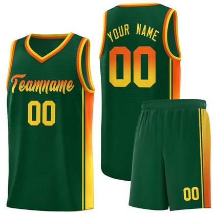 Custom Green Orange-Gold Gradient Fashion Sports Uniform Basketball Jersey