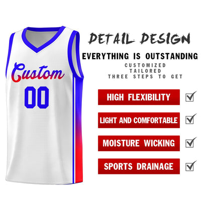 Custom White Red-Navy Gradient Fashion Sports Uniform Basketball Jersey