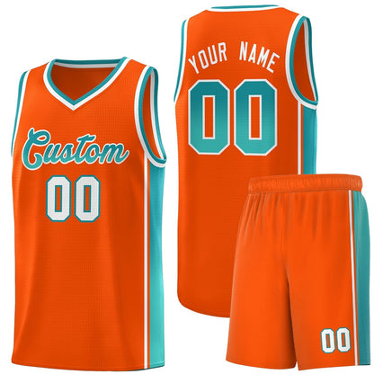 Custom Orange Aqua Gradient Fashion Sports Uniform Basketball Jersey