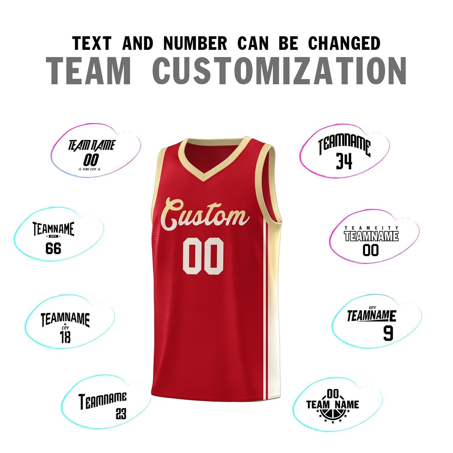 Custom Red Khaki Gradient Fashion Sports Uniform Basketball Jersey