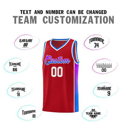 Custom Red Purple-Light Blue Gradient Fashion Sports Uniform Basketball Jersey