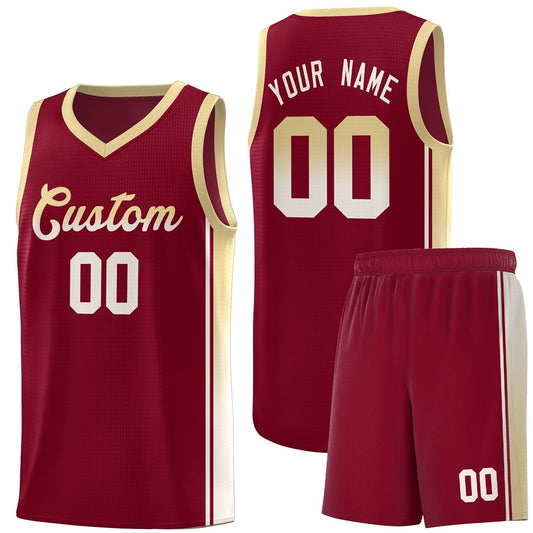 Custom Crimson Khaki Gradient Fashion Sports Uniform Basketball Jersey