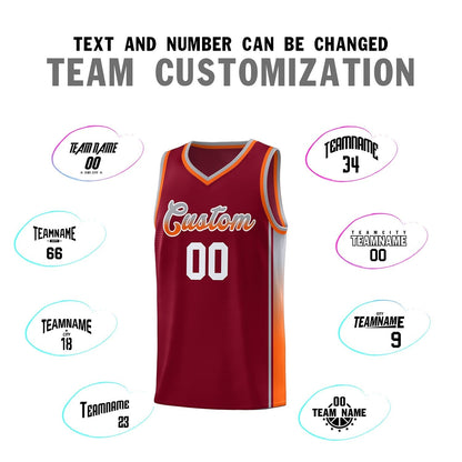 Custom Crimson Gray-Orange Gradient Fashion Sports Uniform Basketball Jersey