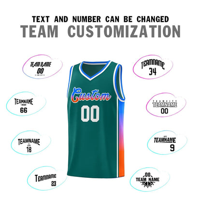 Custom Aqua Blue-Orange Gradient Fashion Sports Uniform Basketball Jersey