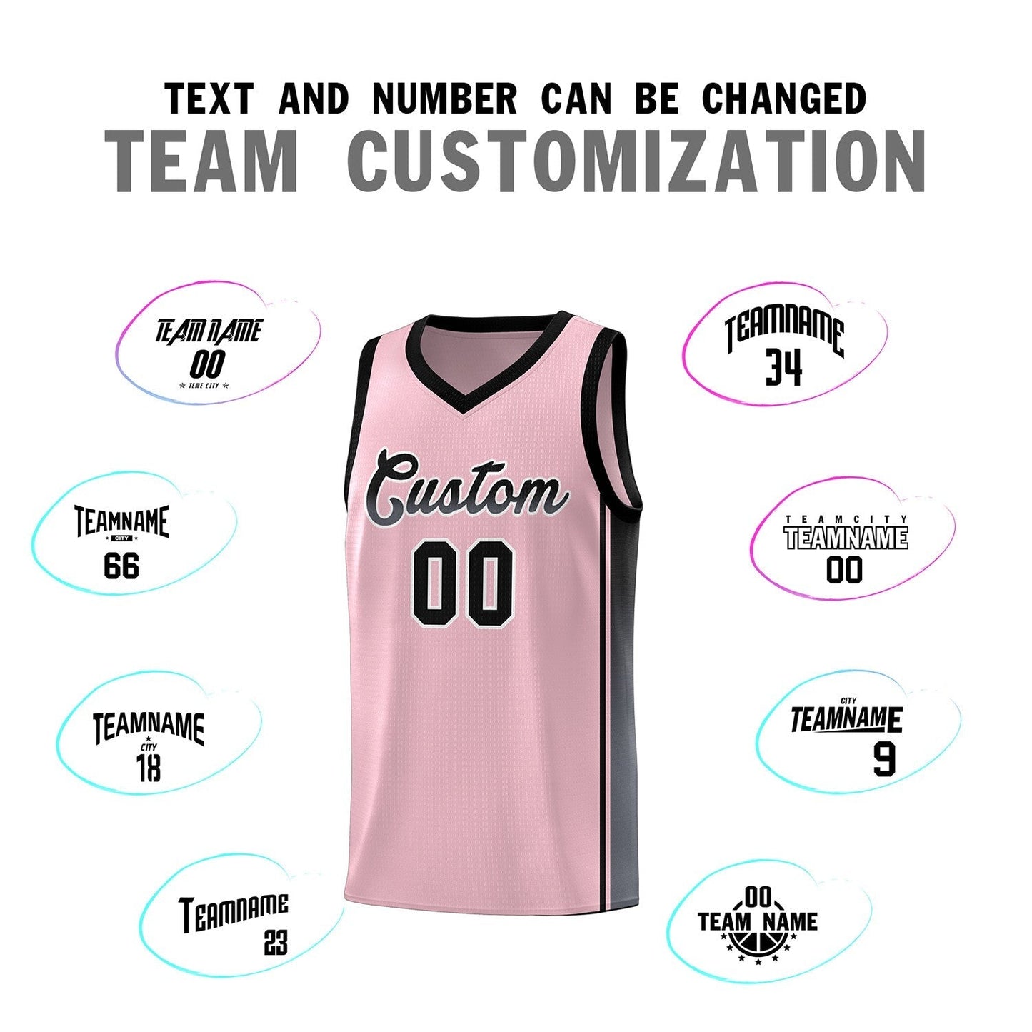 Custom Pink Black-Dark Gray Gradient Fashion Sports Uniform Basketball Jersey