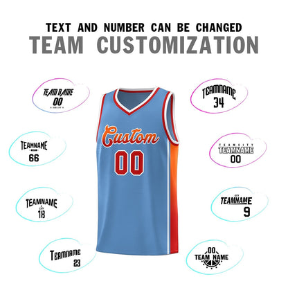 Custom Light Blue Orange-Red Gradient Fashion Sports Uniform Basketball Jersey