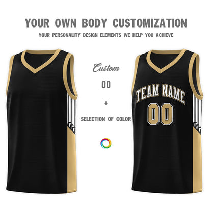 Custom Black White Side Stripe Fashion Sports Uniform Basketball Jersey