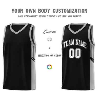 Custom Black White Side Stripe Fashion Sports Uniform Basketball Jersey