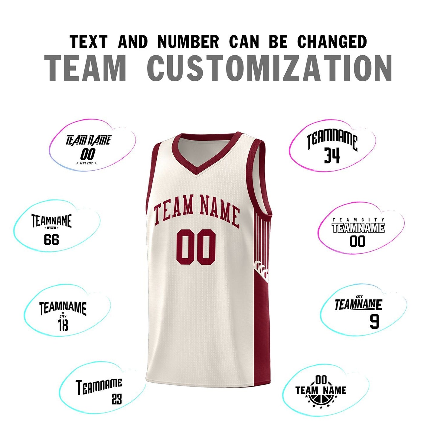 Custom Khaki Crimson Side Stripe Fashion Sports Uniform Basketball Jersey