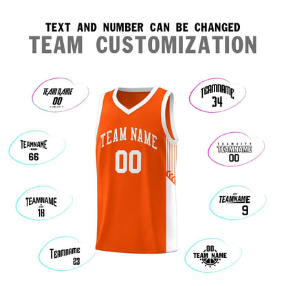 Custom Orange White Side Stripe Fashion Sports Uniform Basketball Jersey