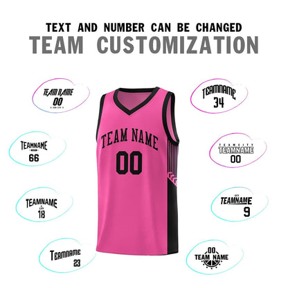 Custom Pink Black Side Stripe Fashion Sports Uniform Basketball Jersey