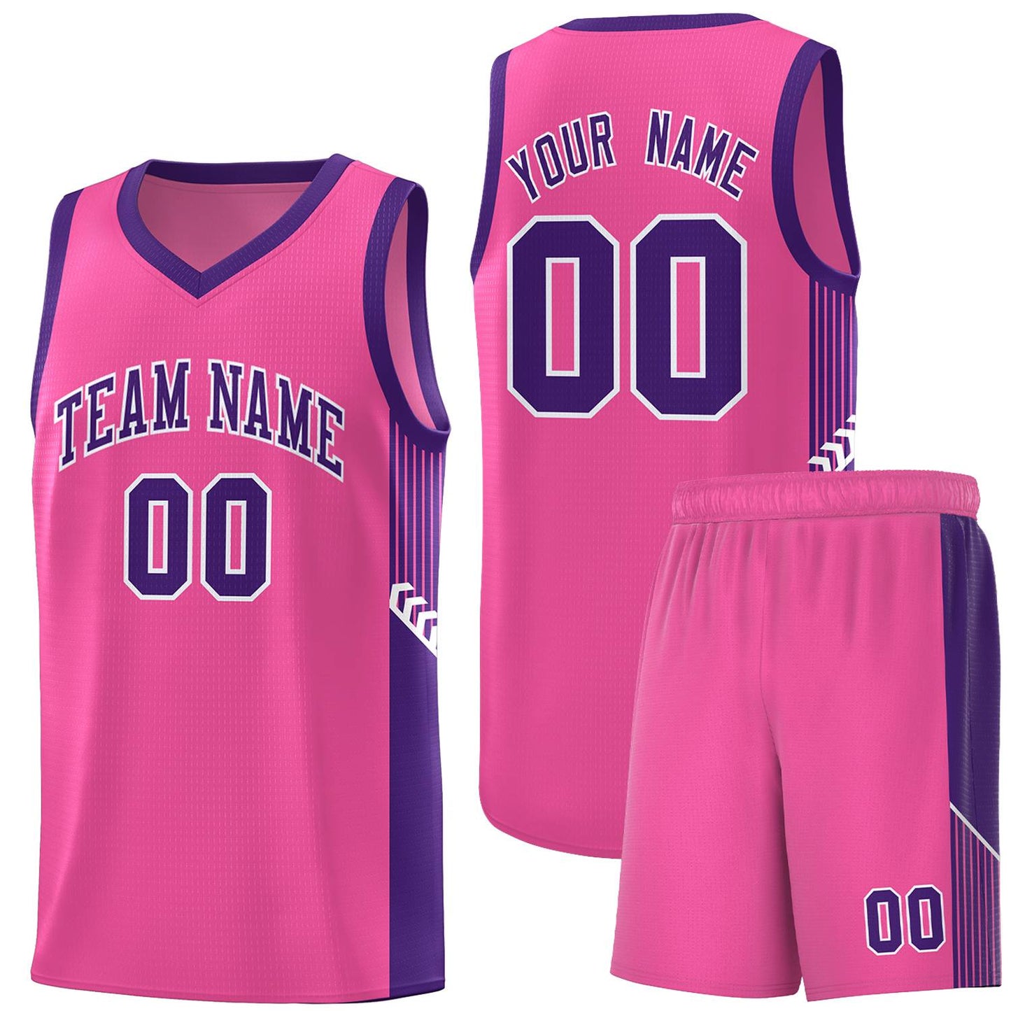 Custom Pink Purple-White Side Stripe Fashion Sports Uniform Basketball Jersey