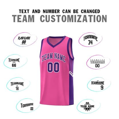 Custom Pink Purple-White Side Stripe Fashion Sports Uniform Basketball Jersey