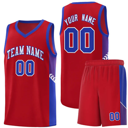 Custom Red White-Royal Side Stripe Fashion Sports Uniform Basketball Jersey