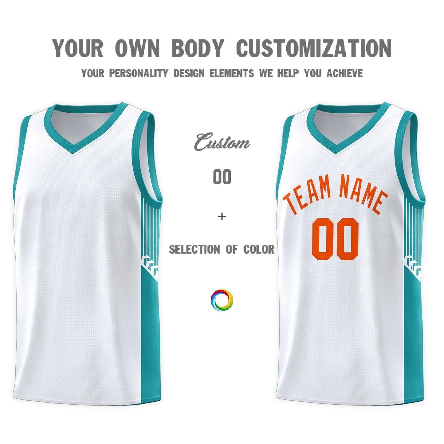 Custom White Orange Side Stripe Fashion Sports Uniform Basketball Jersey