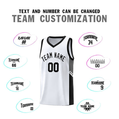 Custom White Black Side Stripe Fashion Sports Uniform Basketball Jersey