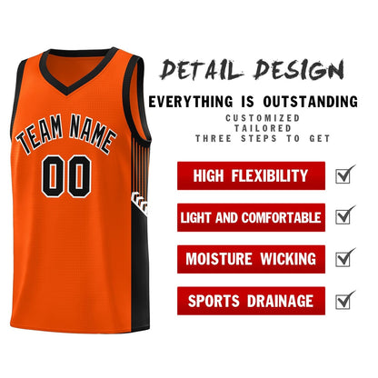 Custom Orange Black-White Side Stripe Fashion Sports Uniform Basketball Jersey