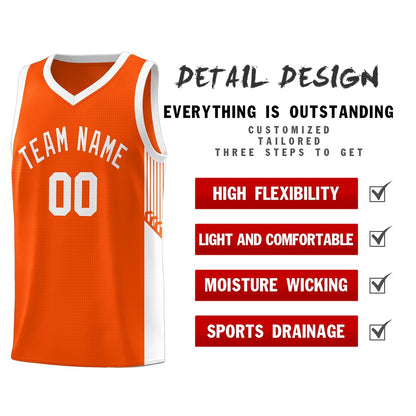 Custom Orange White Side Stripe Fashion Sports Uniform Basketball Jersey