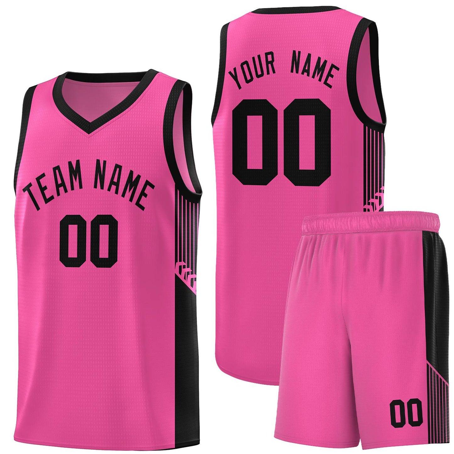 Custom Pink Black Side Stripe Fashion Sports Uniform Basketball Jersey