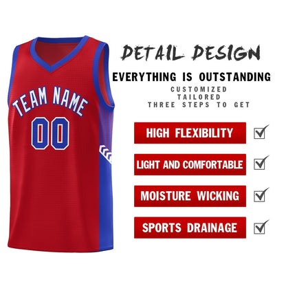 Custom Red White-Royal Side Stripe Fashion Sports Uniform Basketball Jersey