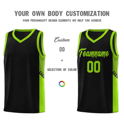 Custom Black Neon Side Stripe Fashion Sports Uniform Basketball Jersey