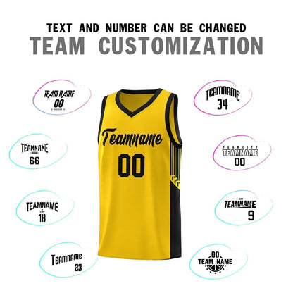 Custom Gold Black Side Stripe Fashion Sports Uniform Basketball Jersey