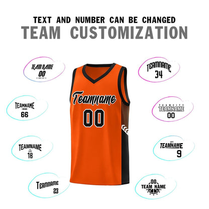 Custom Orange Black-White Side Stripe Fashion Sports Uniform Basketball Jersey