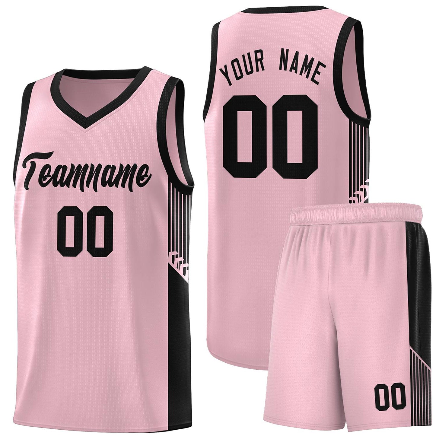 Custom Pink Black Side Stripe Fashion Sports Uniform Basketball Jersey