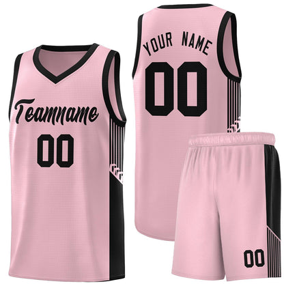 Custom Pink Black Side Stripe Fashion Sports Uniform Basketball Jersey