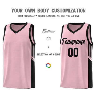 Custom Pink Black Side Stripe Fashion Sports Uniform Basketball Jersey