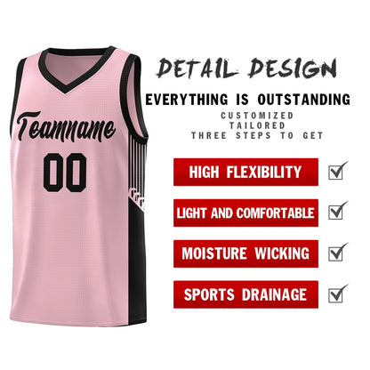 Custom Pink Black Side Stripe Fashion Sports Uniform Basketball Jersey