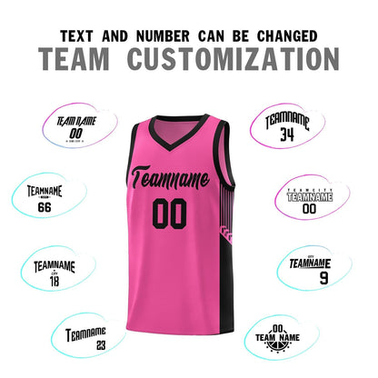 Custom Pink Black Side Stripe Fashion Sports Uniform Basketball Jersey