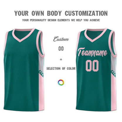 Custom Aqua Pink Side Stripe Fashion Sports Uniform Basketball Jersey