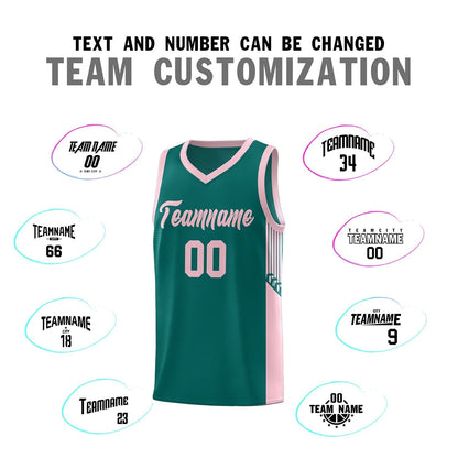 Custom Aqua Pink Side Stripe Fashion Sports Uniform Basketball Jersey