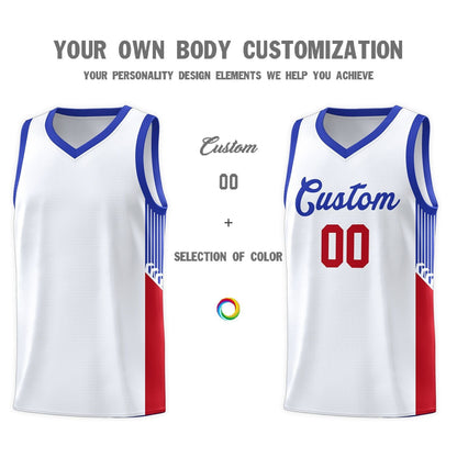 Custom White Royal Side Stripe Fashion Sports Uniform Basketball Jersey