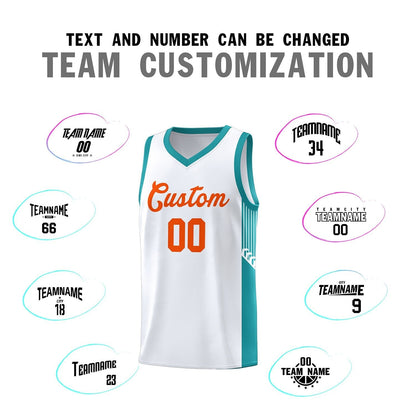 Custom White Orange Side Stripe Fashion Sports Uniform Basketball Jersey