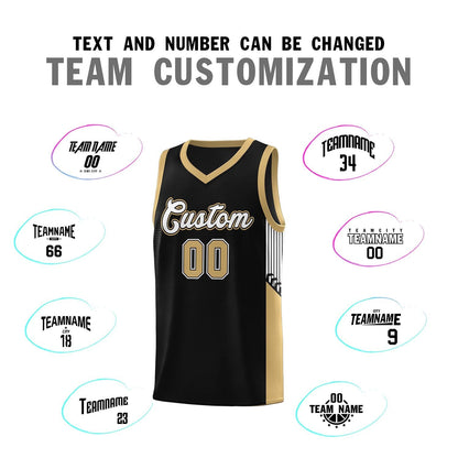 Custom Black White Side Stripe Fashion Sports Uniform Basketball Jersey