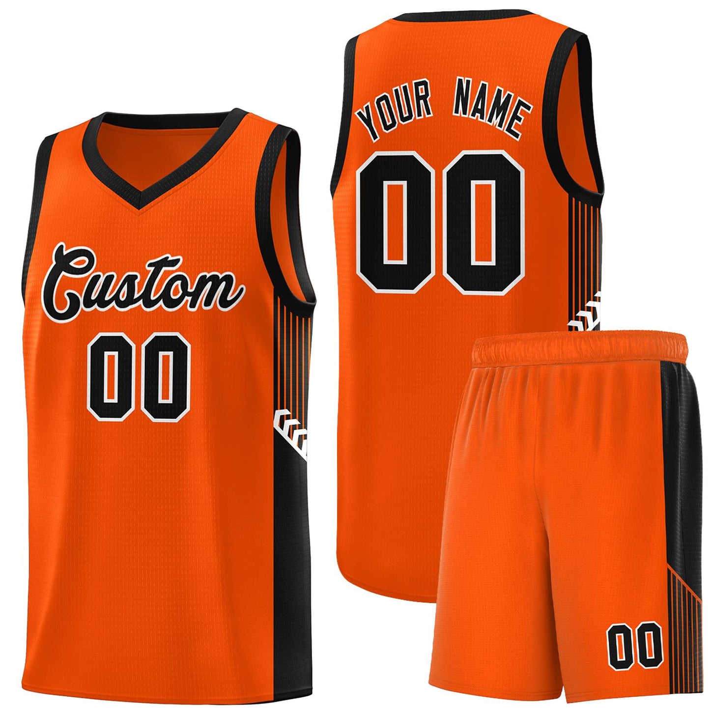 Custom Orange Black-White Side Stripe Fashion Sports Uniform Basketball Jersey