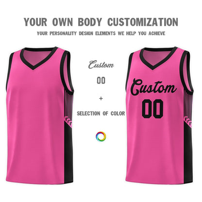 Custom Pink Black Side Stripe Fashion Sports Uniform Basketball Jersey